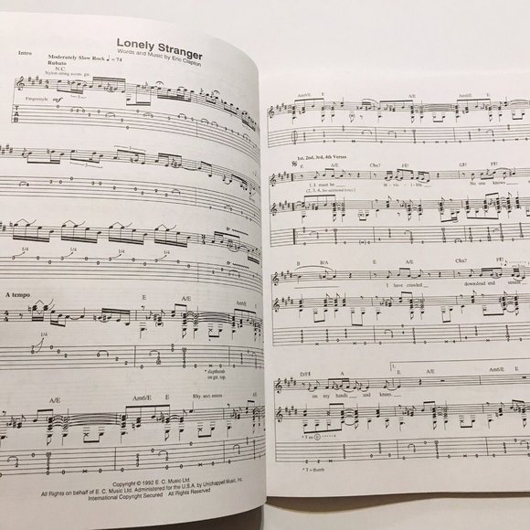 Eric Clapton Unplugged Songbook Hal Leonard 1992 Guitar Tablet Sheet Music - Picture 3 of 4